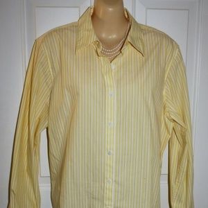 Orvis Wrinkle Resistant Yellow Striped Blouse